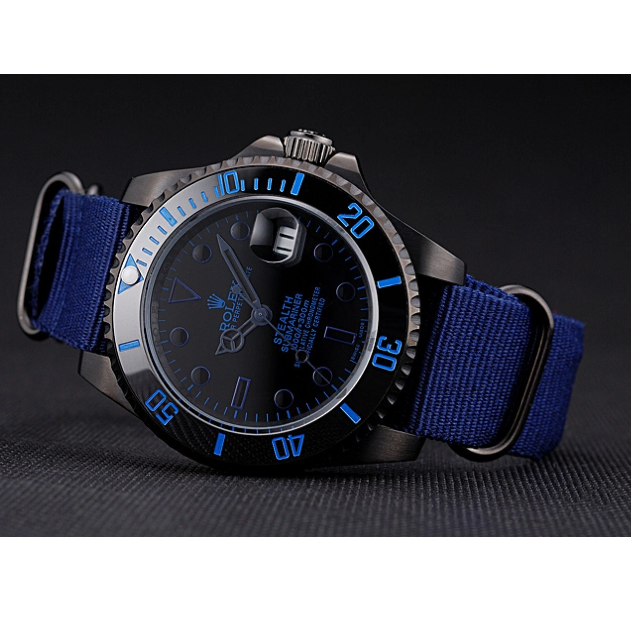 Good copy rolex watches Stealth Blue 622008 Nylon Rolex Submariner Strap 0523